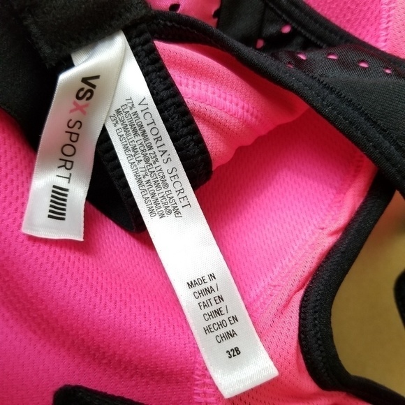 Victoria's Secret VSX Sport black pink racerback sports bra women's size 32B - Picture 9 of 9